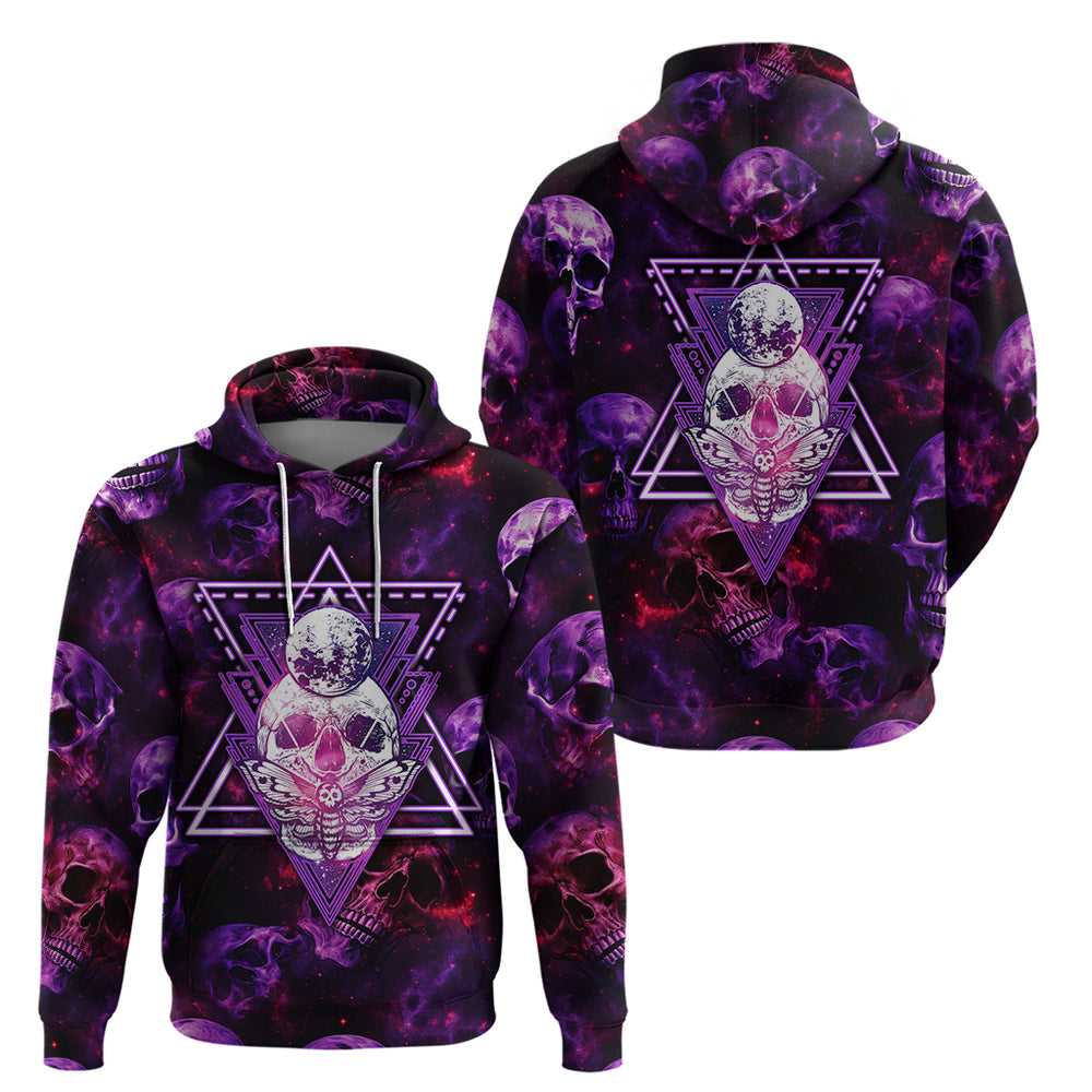 Skull and Moth Hoodie Fantasy Cosmic Abstract - Grunge Purple Art Skull and Moth Hoodie Fantasy Cosmic Abstract - Grunge Purple Art