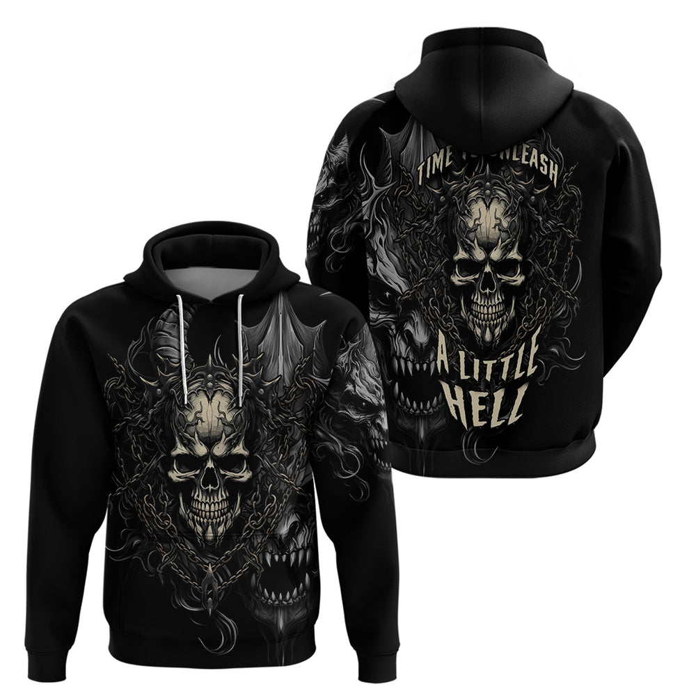 Skull Demon Fantasy Hoodie Time To Unleash A Litte Hell Skull Demon Fantasy Hoodie Time To Unleash A Litte Hell