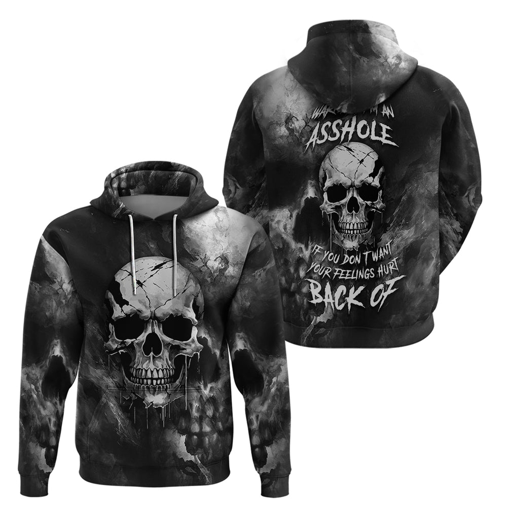 Skull Grunge Pattern Hoodie Warning I'm an Asshole Skull Grunge Pattern Hoodie Warning I'm an Asshole