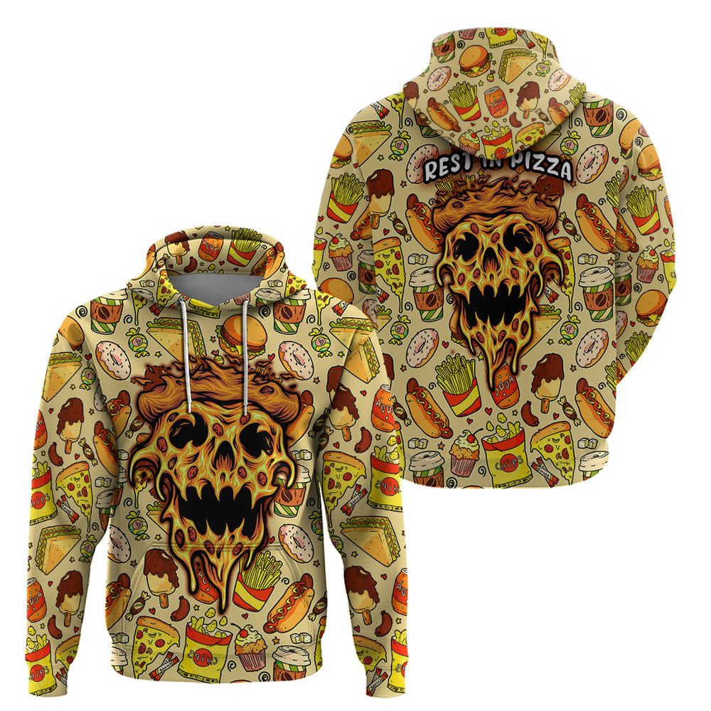 Skull Pizza Pattern Hoodie Rest in pizza Skull Pizza Pattern Hoodie Rest in pizza
