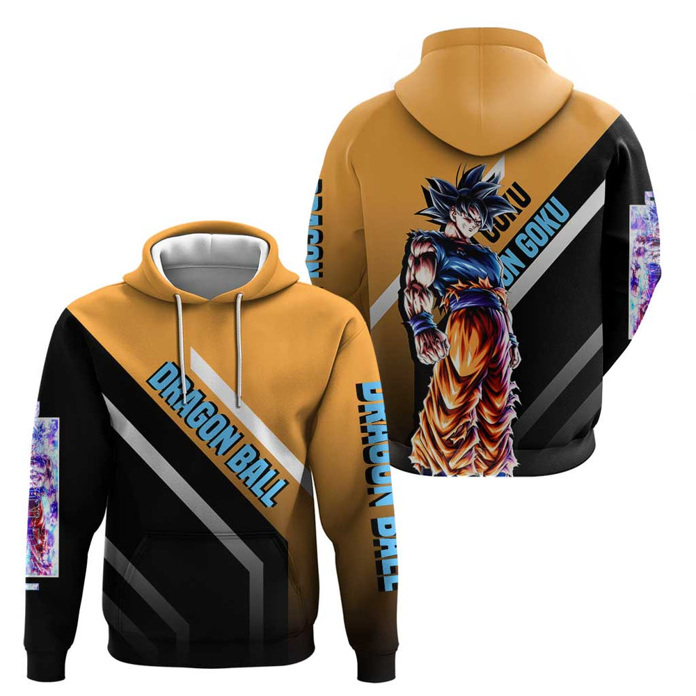 Son Goku Dragon Ball Hoodie with Orange Gi and Power-Up Pose Design Son Goku Dragon Ball Hoodie with Orange Gi and Power-Up Pose Design