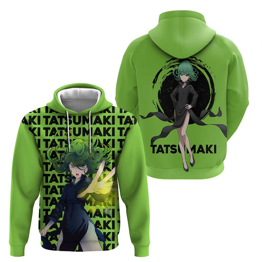 Tatsumaki - One Punch Man Hoodie Anime Text Pattern Style Tatsumaki - One Punch Man Hoodie Anime Text Pattern Style