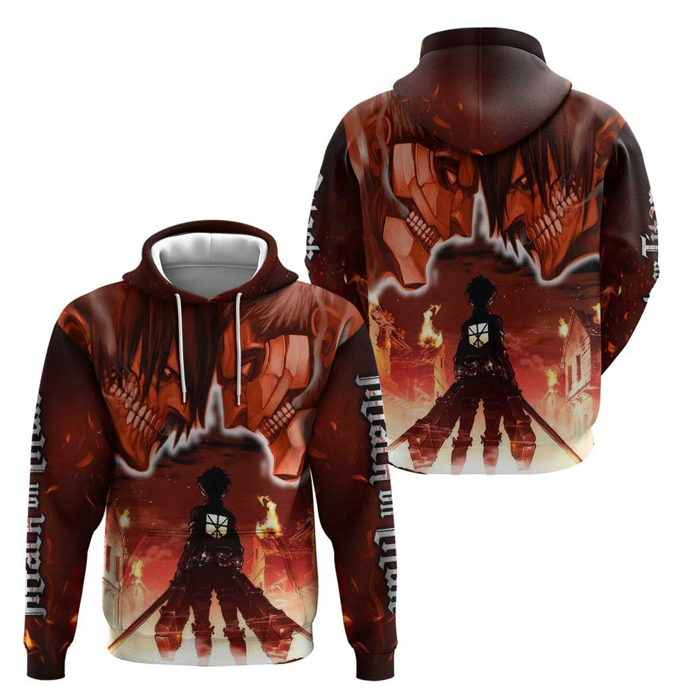 Burning Attack on Titan Hoodie Anime Mix Trippy Style Burning Attack on Titan Hoodie Anime Mix Trippy Style