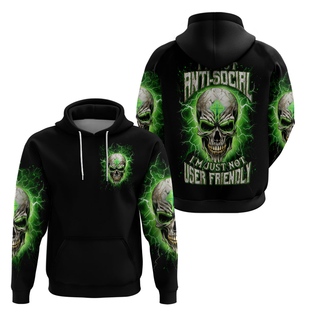 Thunder Skull Hoodie I'm Not Anti-Social I Must Not User Friendly DT01 Thunder Skull Hoodie I'm Not Anti-Social I Must Not User Friendly DT01
