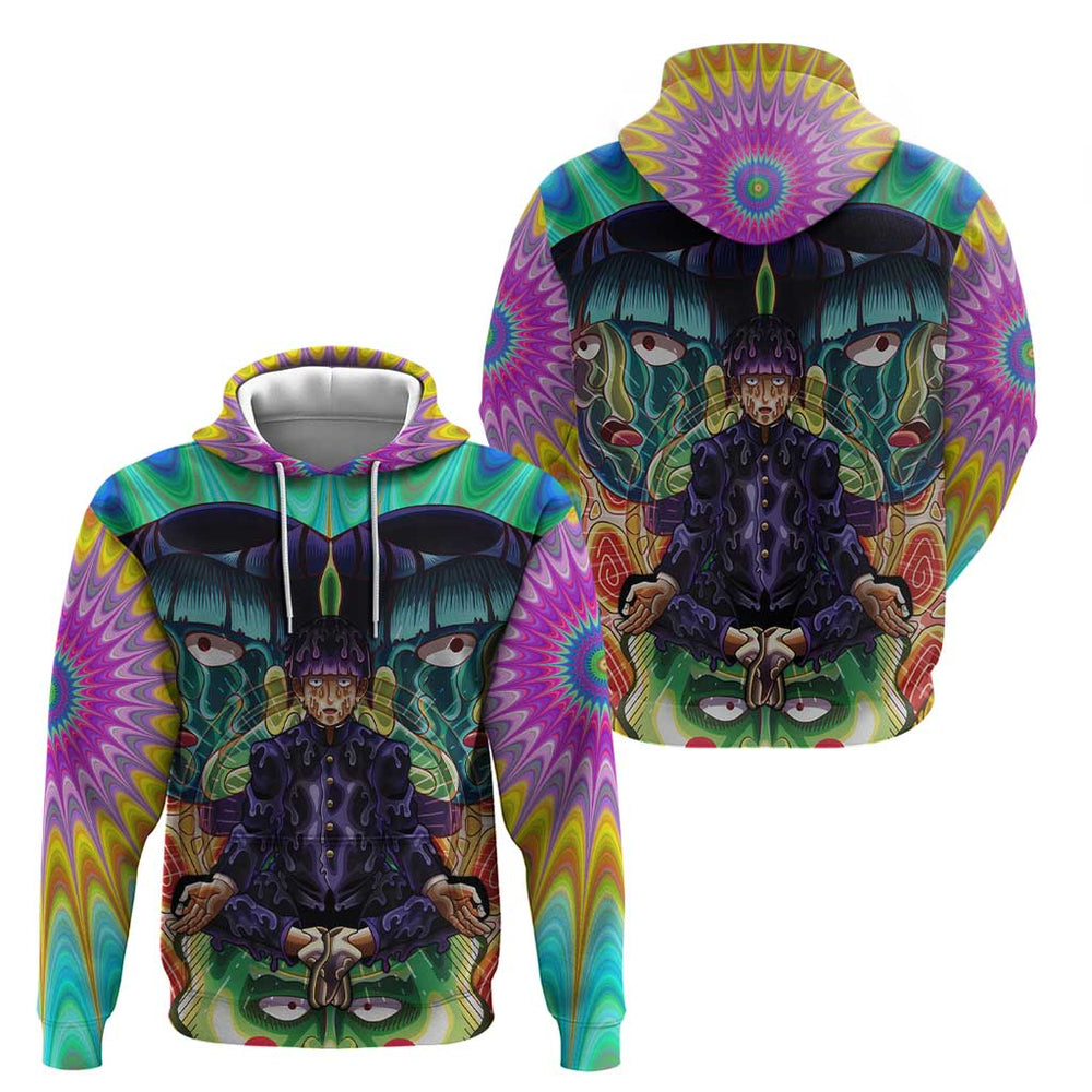 Trippy Meditating Shigeo Kageyama Mob Psycho 100 Hoodie Trippy Mix Anime Style Trippy Meditating Shigeo Kageyama Mob Psycho 100 Hoodie Trippy Mix Anime Style