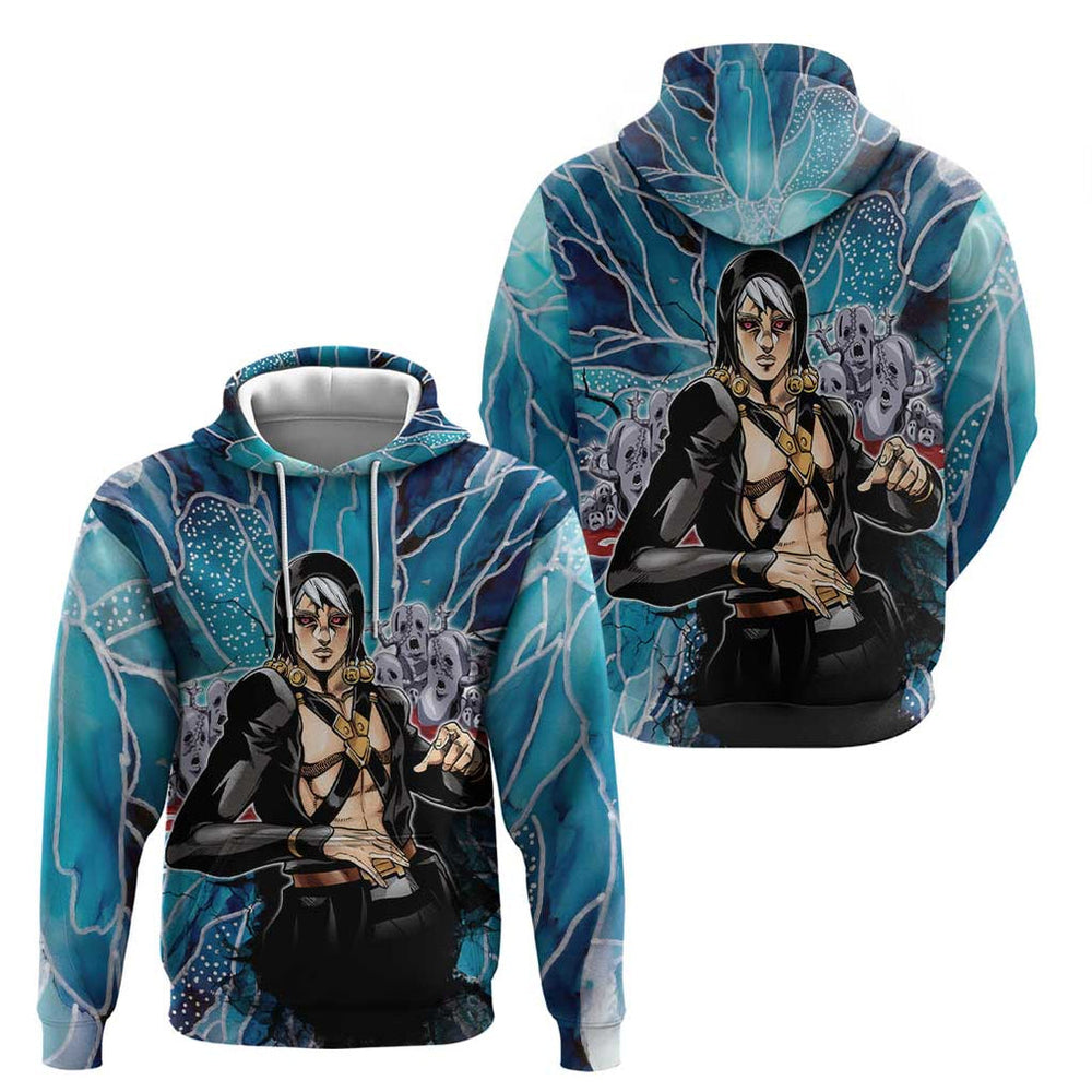 Trippy Risotto Nero Metallic Jojos Bizarre Adventure Hoodie Trippy Style Trippy Risotto Nero Metallic Jojos Bizarre Adventure Hoodie Trippy Style