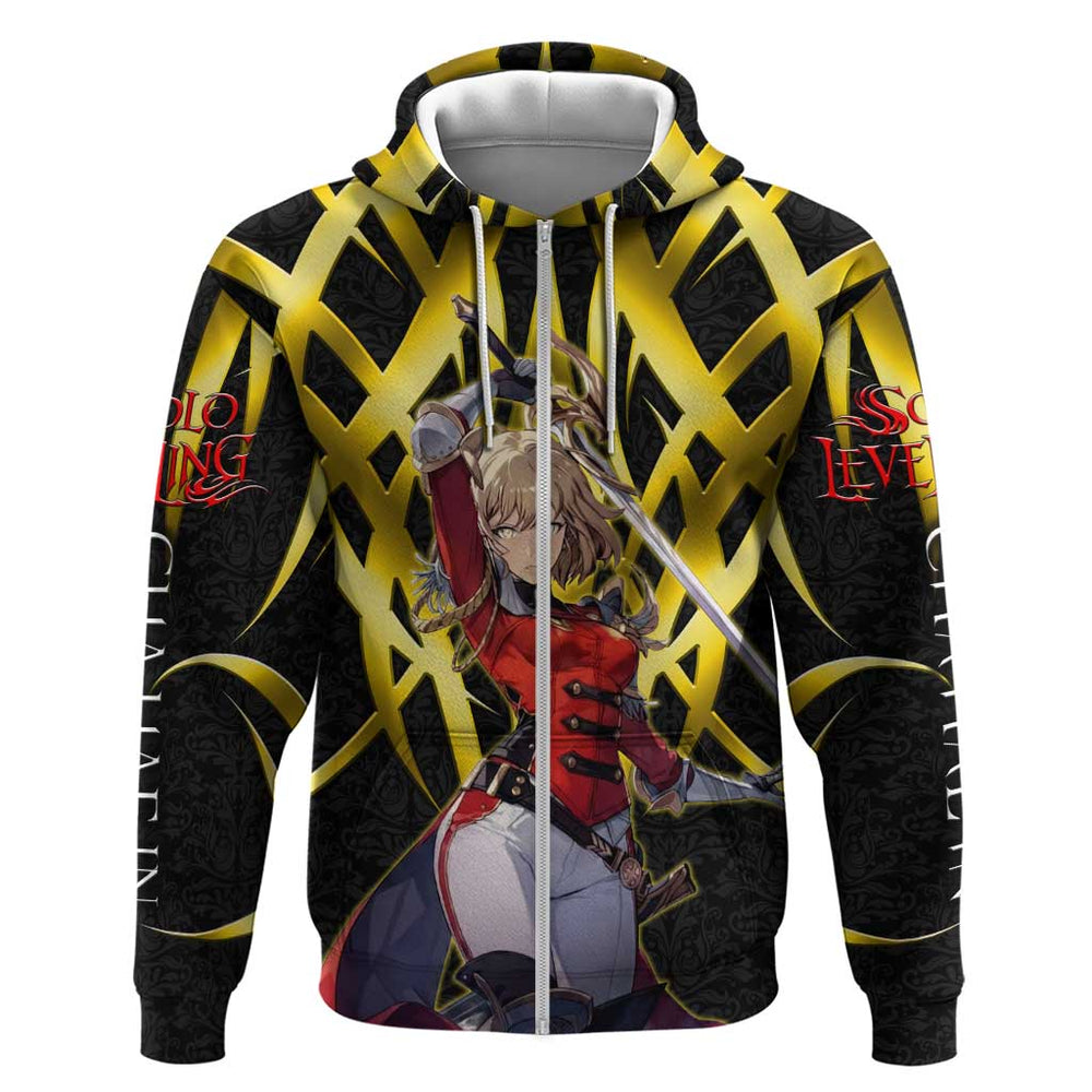 Cha Hae In Solo Leveling Hoodie Golden Bladecore Anime Style Cha Hae In Solo Leveling Hoodie Golden Bladecore Anime Style