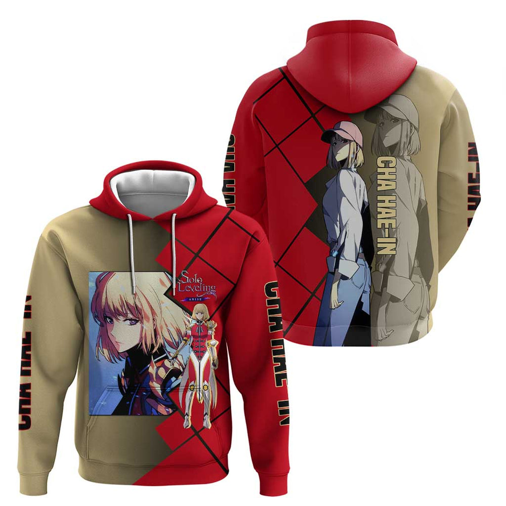 Cha Hae-In Solo Leveling Hoodie with Combat Pose and Intense Action Design Cha Hae-In Solo Leveling Hoodie with Combat Pose and Intense Action Design