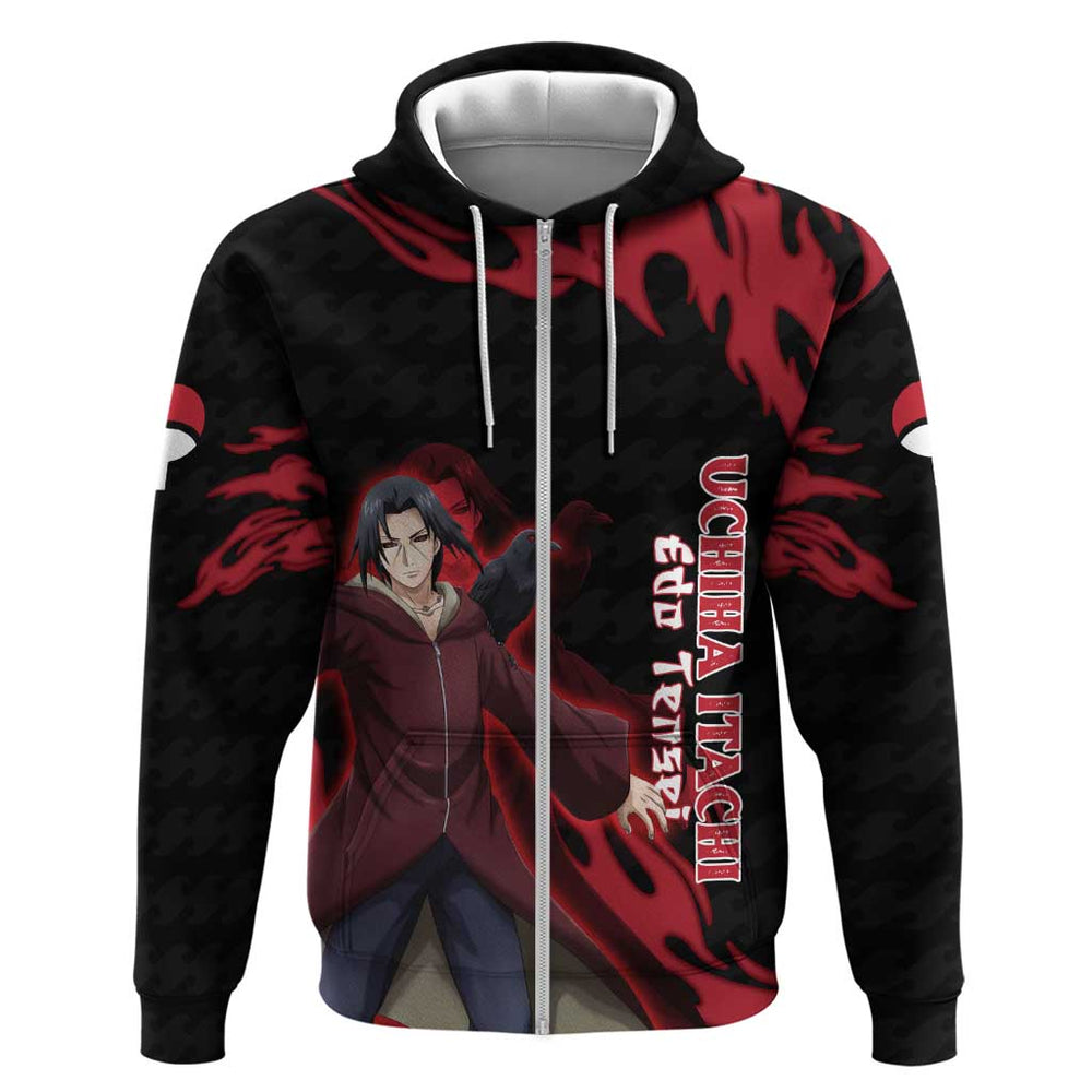 Uchiha Itachi Edo Tensei Naruto Hoodie Crimson Flame Anime Resurrection Style Uchiha Itachi Edo Tensei Naruto Hoodie Crimson Flame Anime Resurrection Style