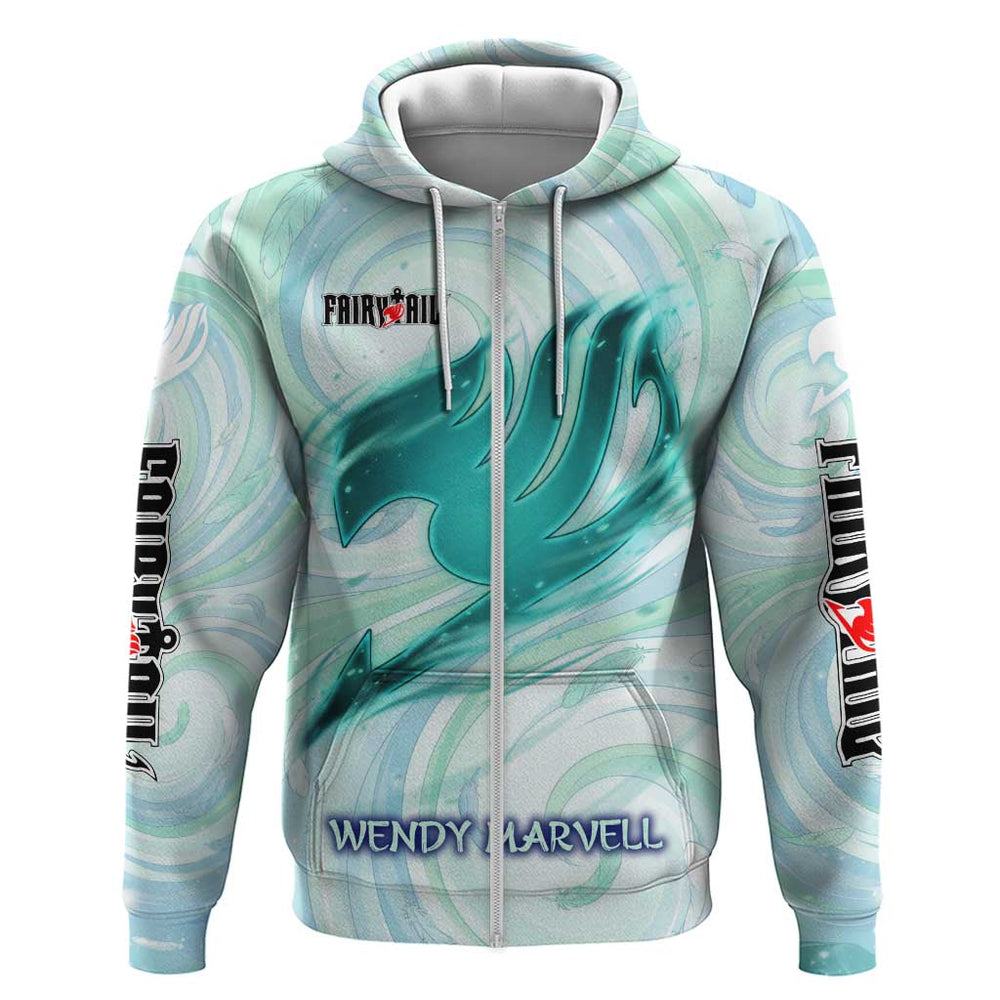 Wendy Marvell Fairy Tail Hoodie Sky Dragon Anime Style with Pastel Wind and Wing Motif Wendy Marvell Fairy Tail Hoodie Sky Dragon Anime Style with Pastel Wind and Wing Motif
