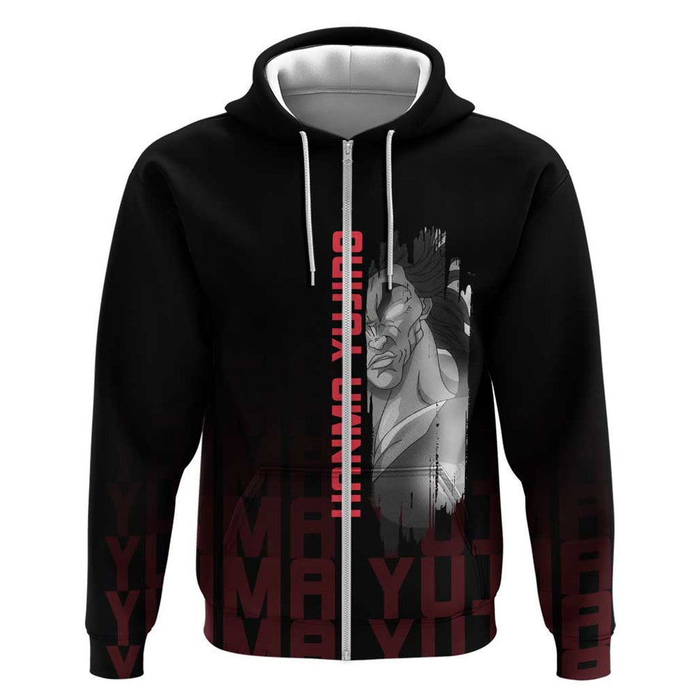 Yujiro Hanma The Ogre Baki Series Gym Theme Hoodie with Muscular Back Design and Bold Typography Yujiro Hanma The Ogre Baki Series Gym Theme Hoodie with Muscular Back Design and Bold Typography
