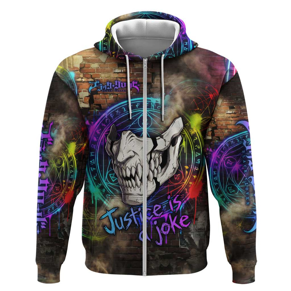 Zara Ideale Black Clover Hoodie Graffiti Magic Circle Style with Urban Grunge Aesthetic Zara Ideale Black Clover Hoodie Graffiti Magic Circle Style with Urban Grunge Aesthetic
