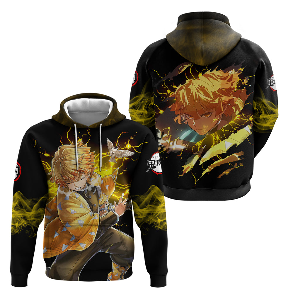 Zenitsu Agatsuma Demon Slayer Hoodie Anime Mix Manga Style Zenitsu Agatsuma Demon Slayer Hoodie Anime Mix Manga Style