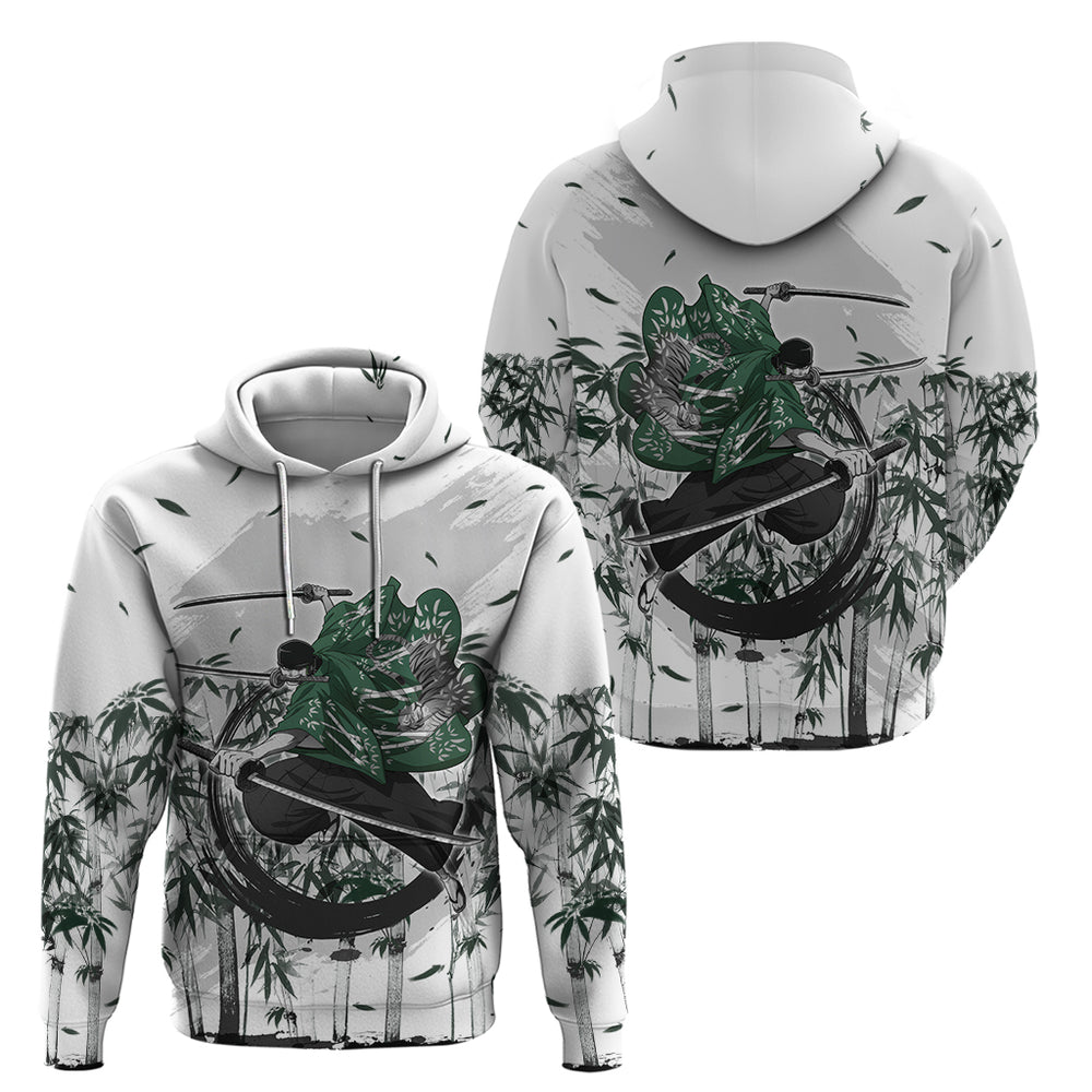 Zoro One Piece Hoodie Bamboo Sumi-e Style Zoro One Piece Hoodie Bamboo Sumi-e Style