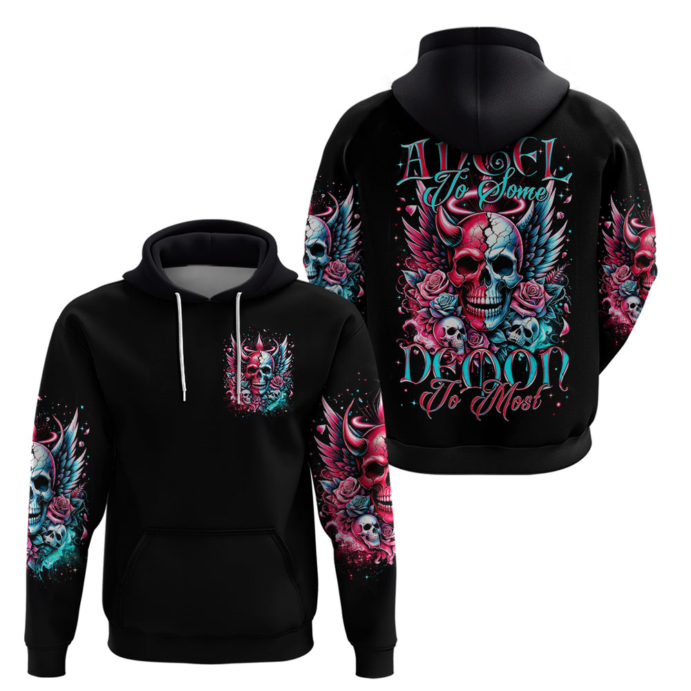 Couple Skull Hoodie She Was And Angel Craving Chaos Demon Seeking Peace DT01 Couple Skull Hoodie She Was And Angel Craving Chaos Demon Seeking Peace DT01