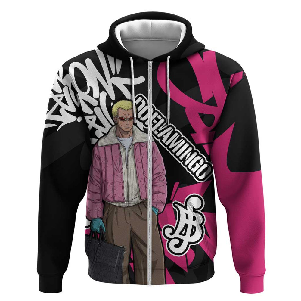 Donquixote Doflamingo One Piece Hoodie Graffiti Street Art Anime Collage Donquixote Doflamingo One Piece Hoodie Graffiti Street Art Anime Collage