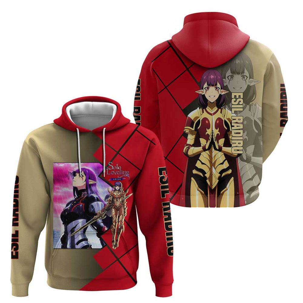 Esil Radiru Solo Leveling Hoodie with Shadow Power Pose and Dark Fantasy Action Design Esil Radiru Solo Leveling Hoodie with Shadow Power Pose and Dark Fantasy Action Design