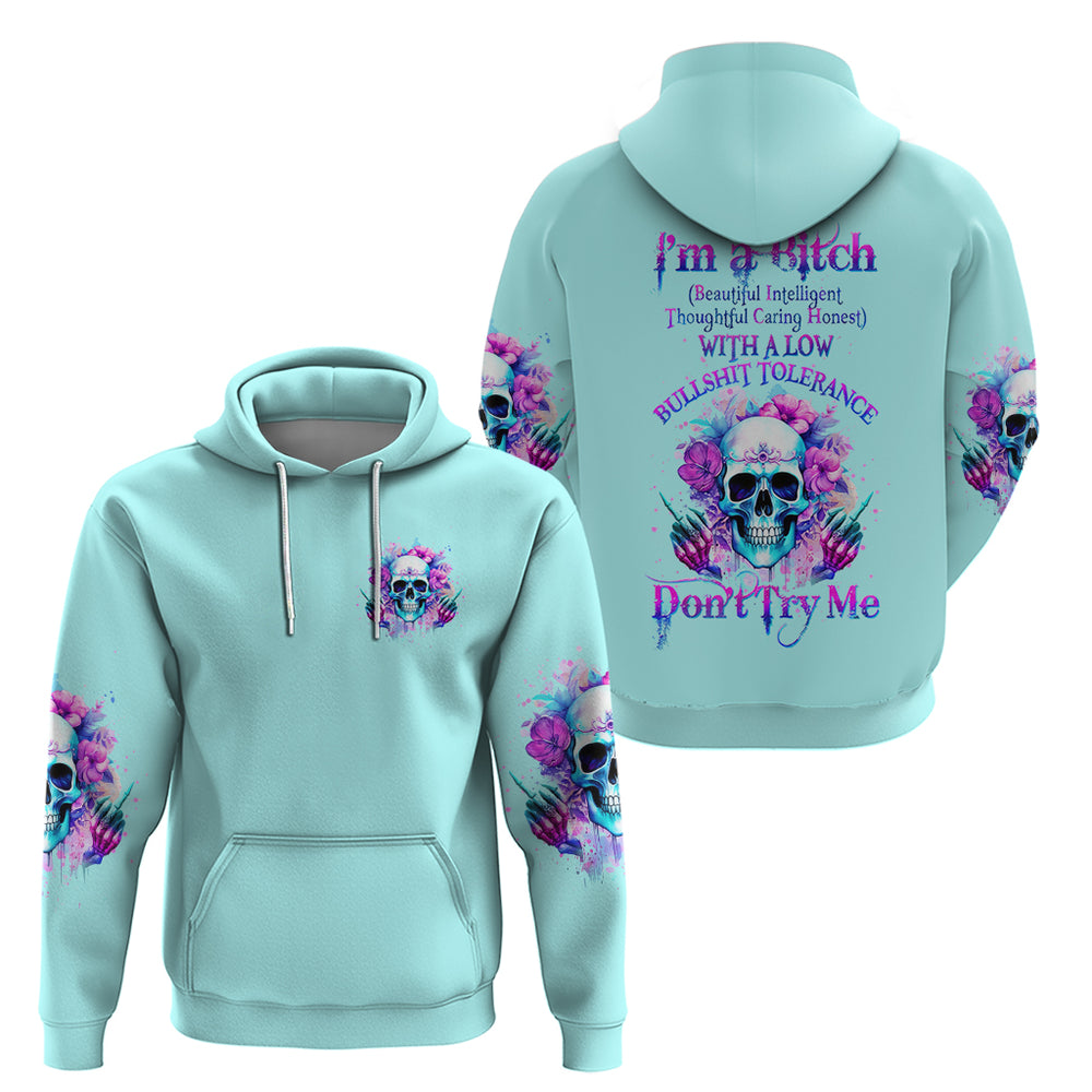 Flower Skull Angel Hoodie I'm A Bitch With A Flow Bullshit Tolerance DT01 Flower Skull Angel Hoodie I'm A Bitch With A Flow Bullshit Tolerance DT01