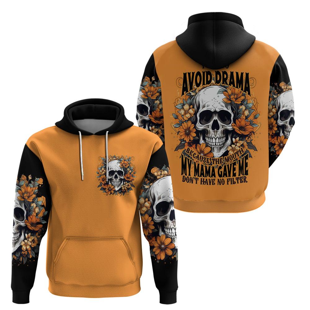 Flower Skull Hoodie I Try To Avoid Drama DT01 Flower Skull Hoodie I Try To Avoid Drama DT01