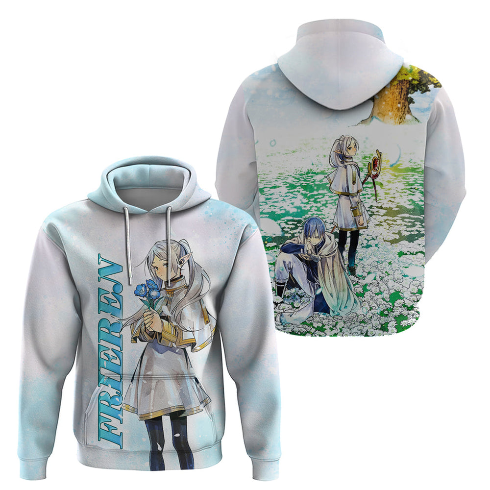 Frieren Anime Hoodie Flowers Field Frieren Anime Hoodie Flowers Field