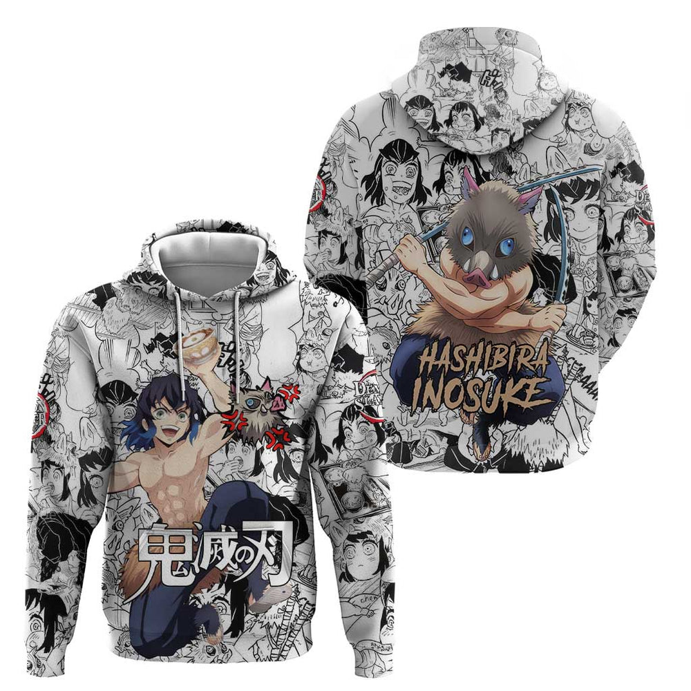 Hashibira Inosuke Manga Collage Demon Slayer Hoodie Anime Mix Manga Style Hashibira Inosuke Manga Collage Demon Slayer Hoodie Anime Mix Manga Style