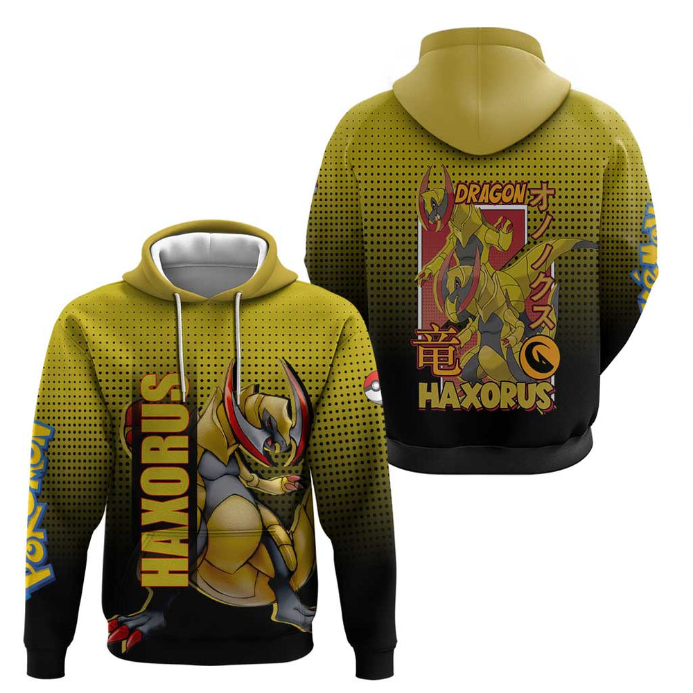 Haxorus from Pok Hoodie with Dragon Type Ability and Battle-Ready Pose Design Haxorus from Pok Hoodie with Dragon Type Ability and Battle-Ready Pose Design