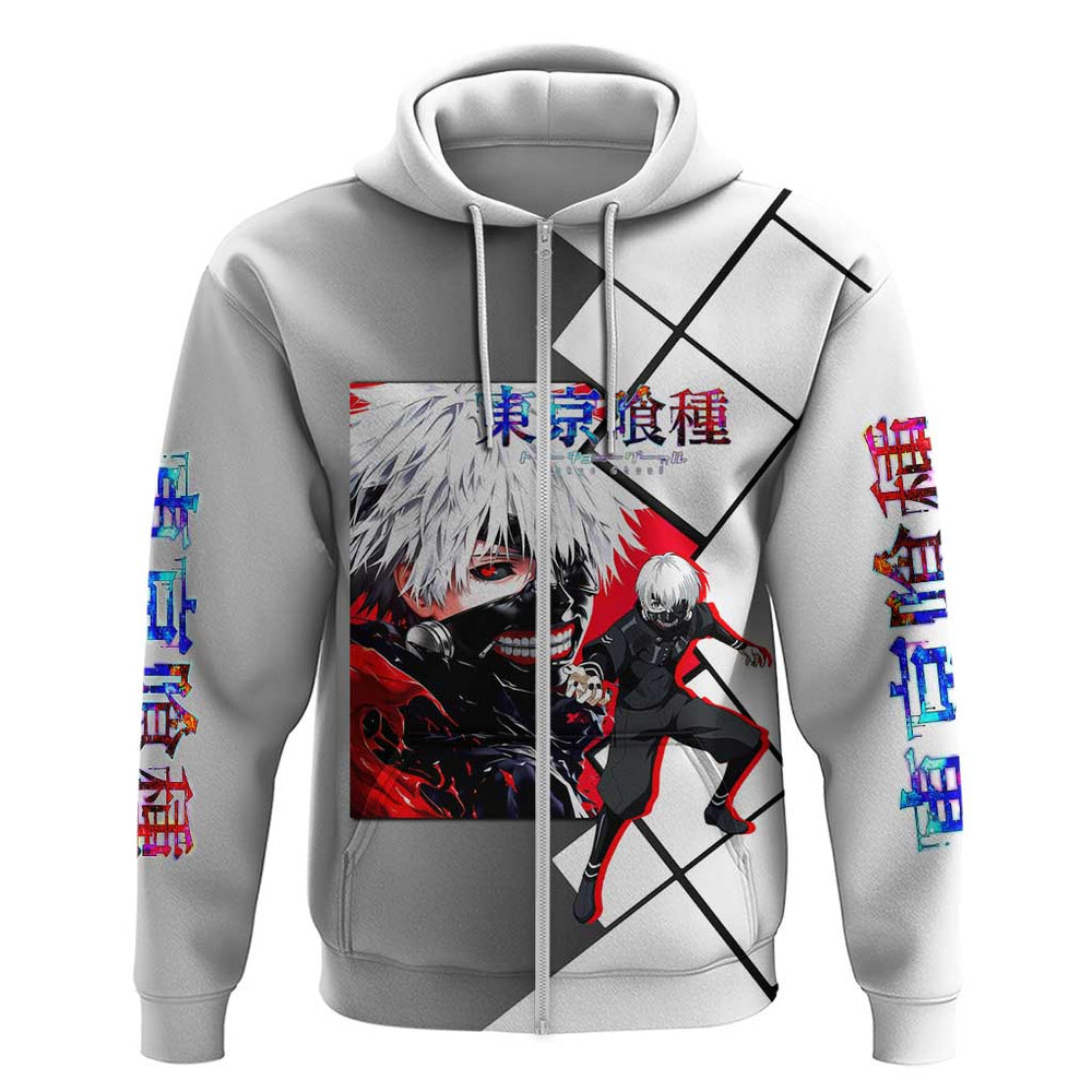Kaneki Ken Tokyo Ghoul Hoodie with Masked Ghoul Form and Dark Battle Pose Design Kaneki Ken Tokyo Ghoul Hoodie with Masked Ghoul Form and Dark Battle Pose Design