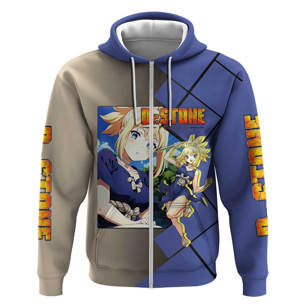 Kohaku Dr. Stone Hoodie with Combat Stance and Brave Adventure Design Kohaku Dr. Stone Hoodie with Combat Stance and Brave Adventure Design