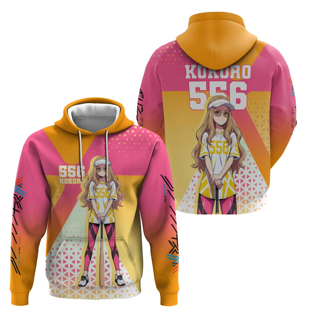 Kokoro Hoodie Sunset Gradient Baseball Anime Style Kokoro Hoodie Sunset Gradient Baseball Anime Style