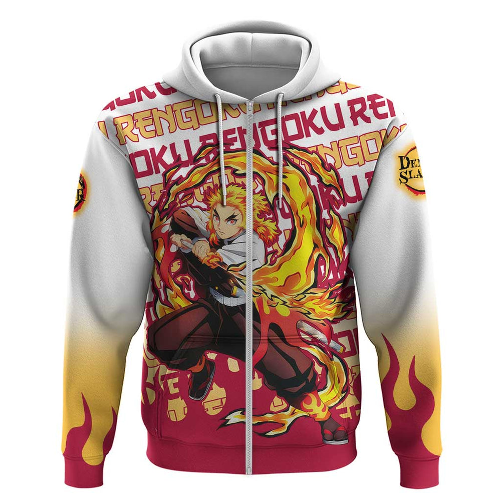 Kyojuro Rengoku - Demon Slayer Hoodie Anime Mix Pattern Style Kyojuro Rengoku - Demon Slayer Hoodie Anime Mix Pattern Style