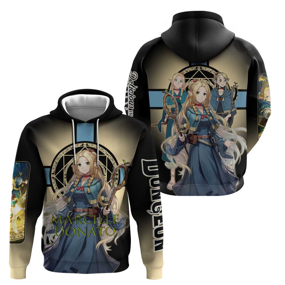 Marcille Donato Elf Mage Hoodie Fantasy Anime Illustration Style Marcille Donato Elf Mage Hoodie Fantasy Anime Illustration Style