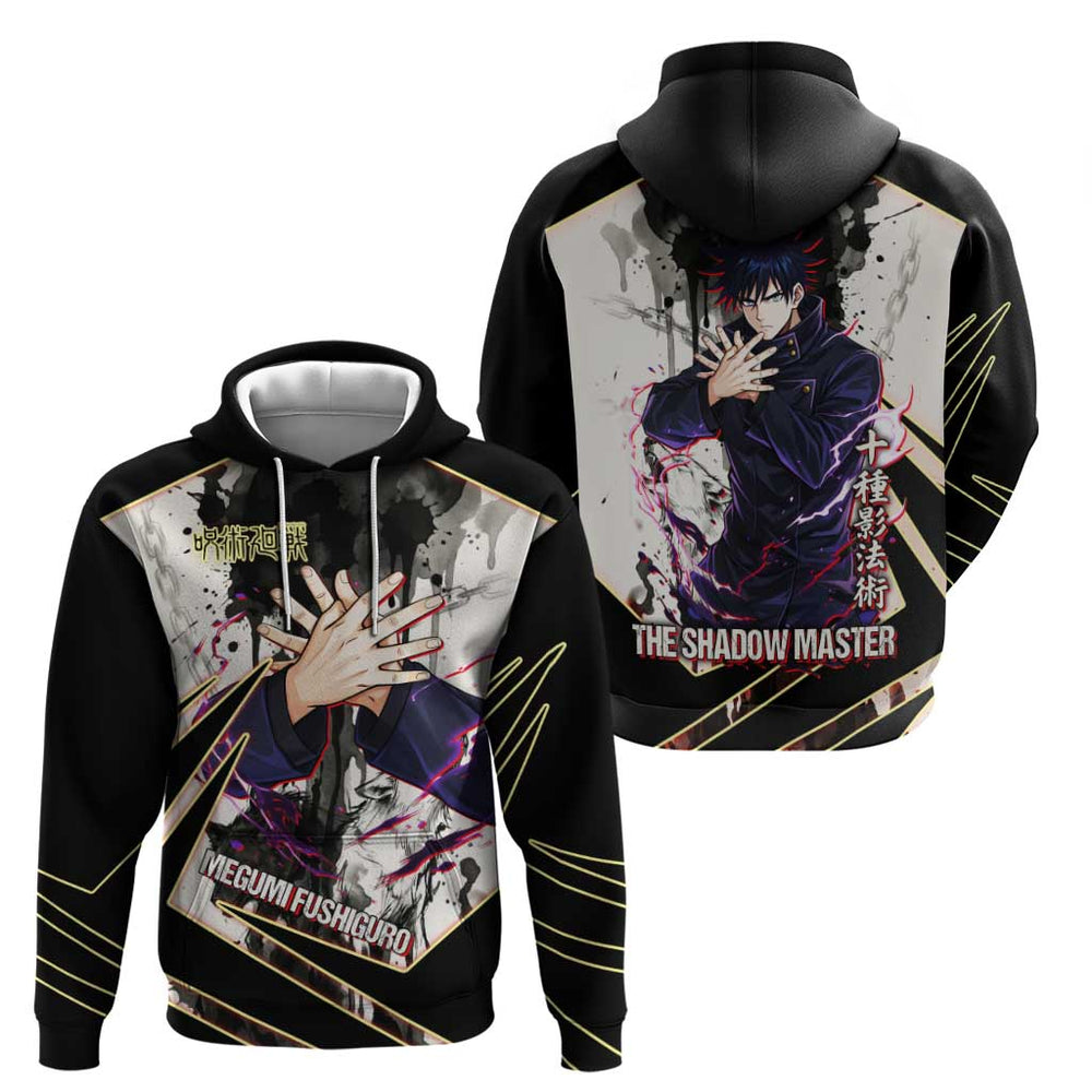 Megumi Fushiguro Shadow Master Hoodie Ink-Stained Cursed Technique Style Megumi Fushiguro Shadow Master Hoodie Ink-Stained Cursed Technique Style