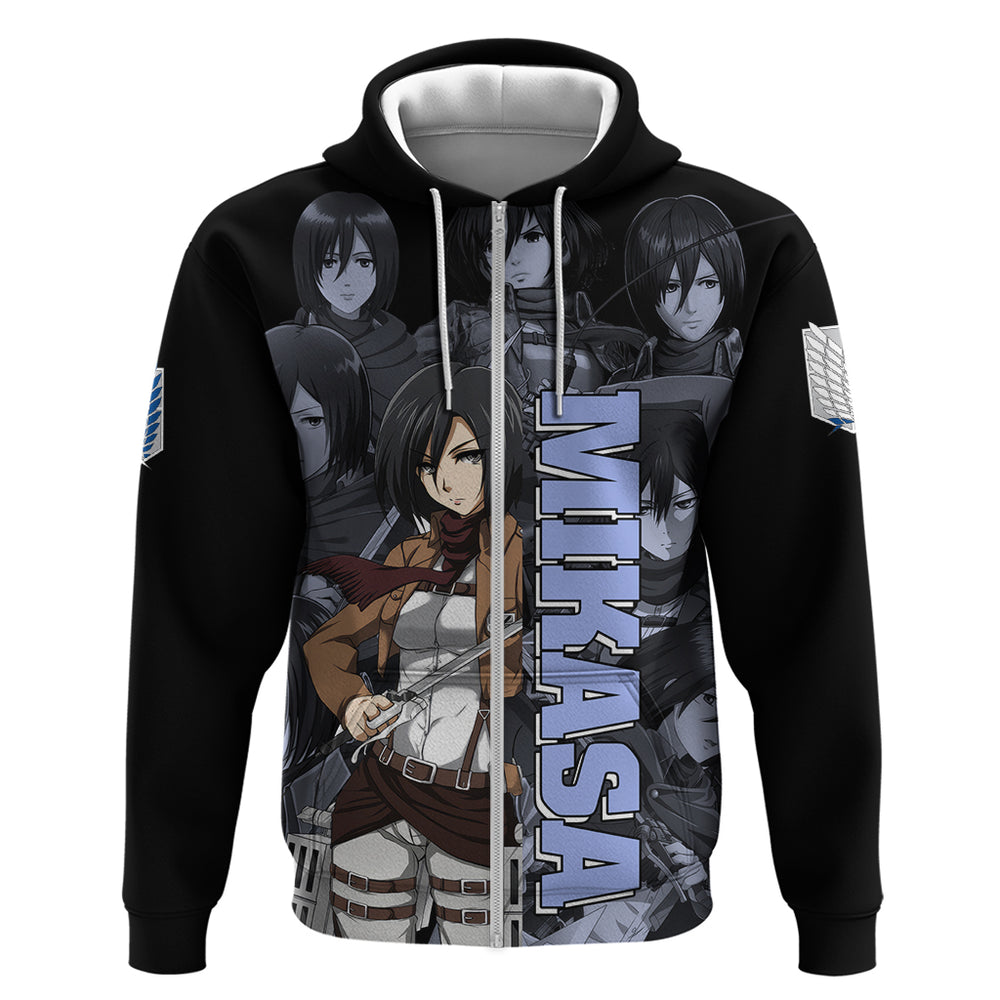 Mikasa Ackerman - Attack On Tittan Hoodie Anime Mix Manga Style Mikasa Ackerman - Attack On Tittan Hoodie Anime Mix Manga Style
