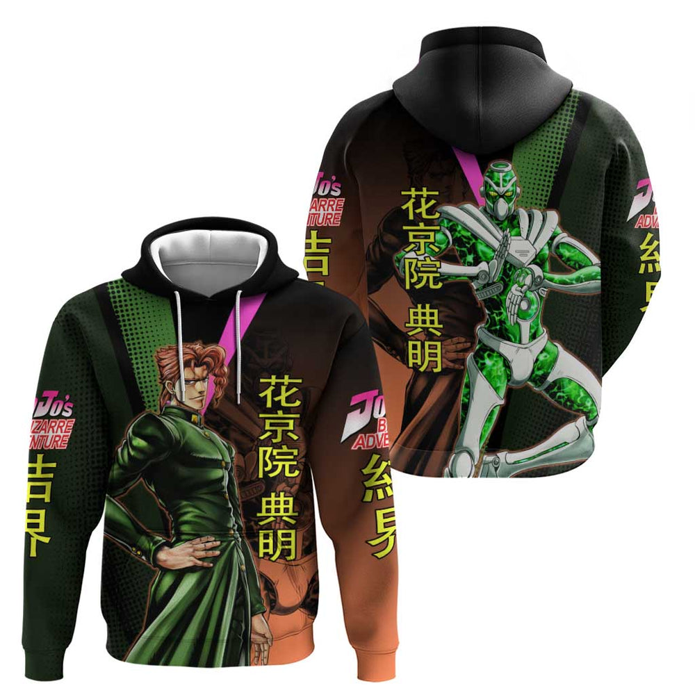 Noriaki Kakyoin JoJos Bizarre Adventure Hoodie with Hierophant Green Stand Noriaki Kakyoin JoJos Bizarre Adventure Hoodie with Hierophant Green Stand