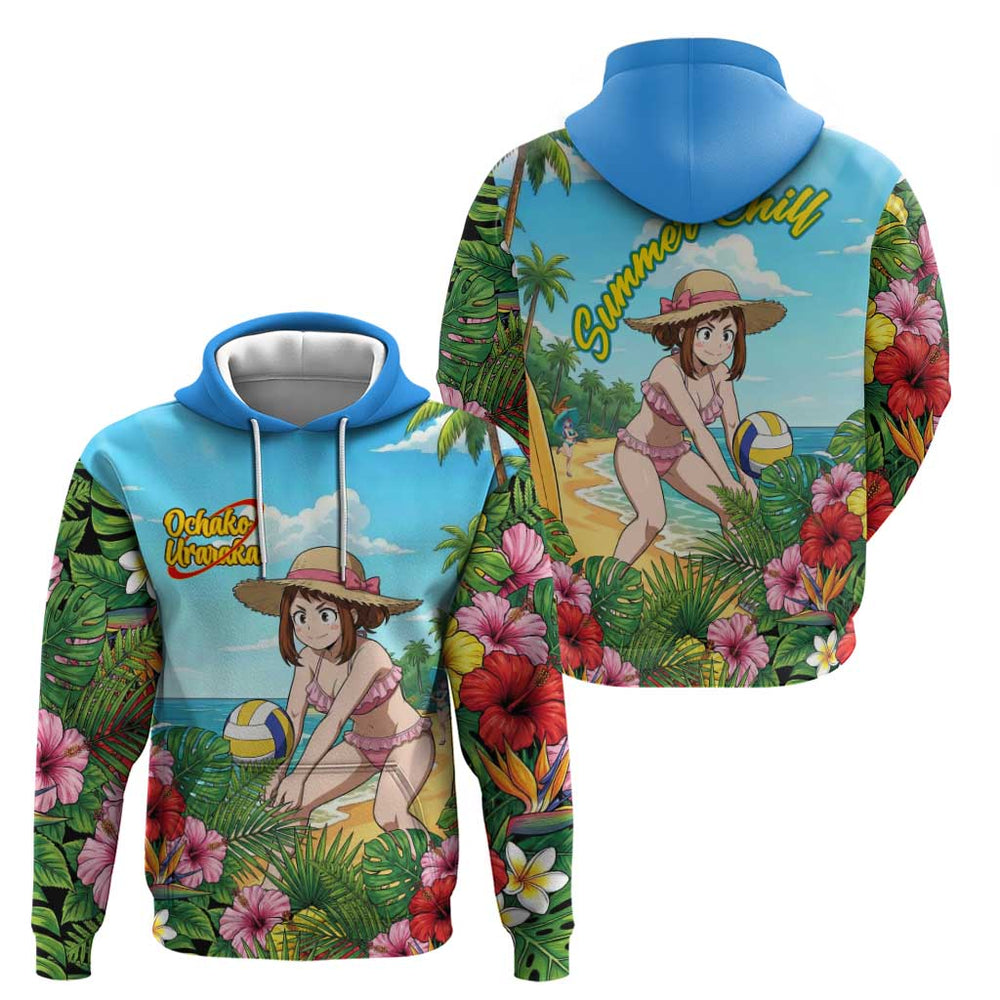 Ochako Uraraka Summer Chill Hoodie Tropical Anime Beach Play Ochako Uraraka Summer Chill Hoodie Tropical Anime Beach Play