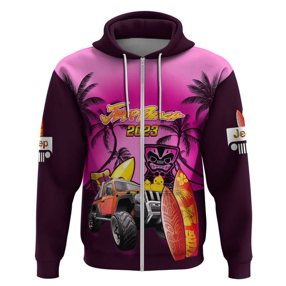 Personalised Pink Jeep Beach 2023 Hoodie Happy 20th Anniversary Personalised Pink Jeep Beach 2023 Hoodie Happy 20th Anniversary