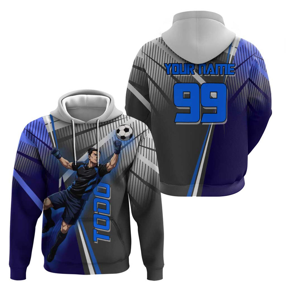 Personalized Aoi Todo Jujutsu Kaisen Hoodie with Blue Gradient and Goalkeeper Action Design Personalized Aoi Todo Jujutsu Kaisen Hoodie with Blue Gradient and Goalkeeper Action Design