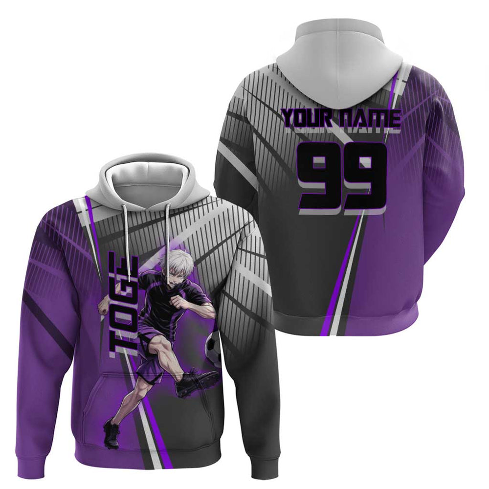 Personalized Toge Inumaki Jujutsu Kaisen Hoodie with Purple Gradient and Action Kick Design Personalized Toge Inumaki Jujutsu Kaisen Hoodie with Purple Gradient and Action Kick Design