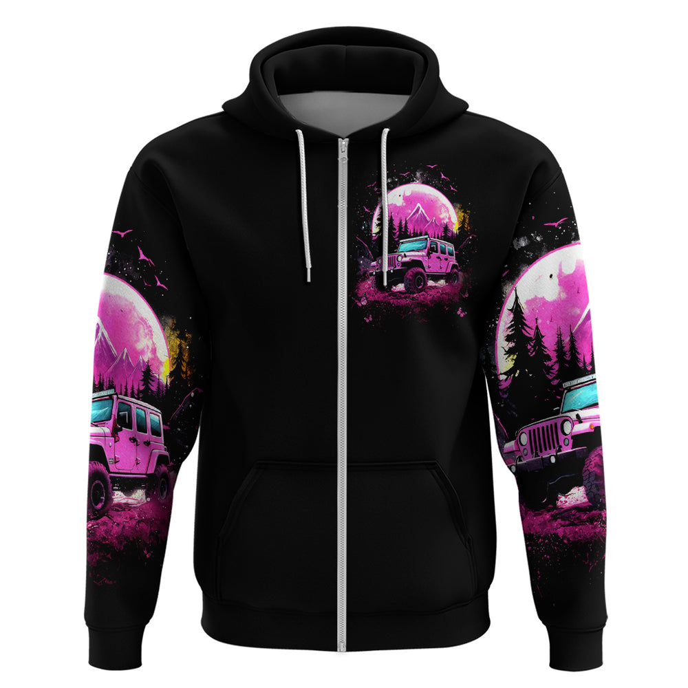Pink Jeep Hoodie Not All Who Wander Are Lost DT01 Pink Jeep Hoodie Not All Who Wander Are Lost DT01