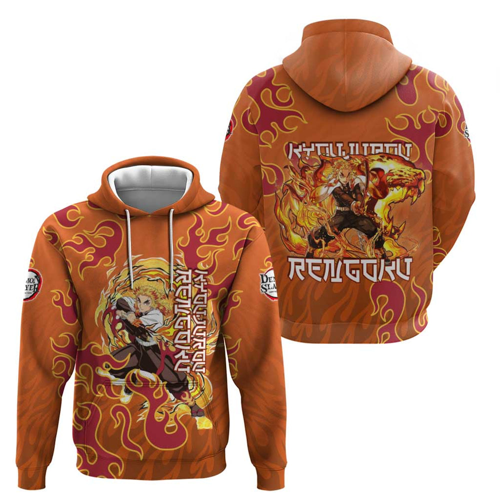 Rengoku Kyojuro Demon Slayer Hoodie Inferno Anime Flame Crest Style Rengoku Kyojuro Demon Slayer Hoodie Inferno Anime Flame Crest Style