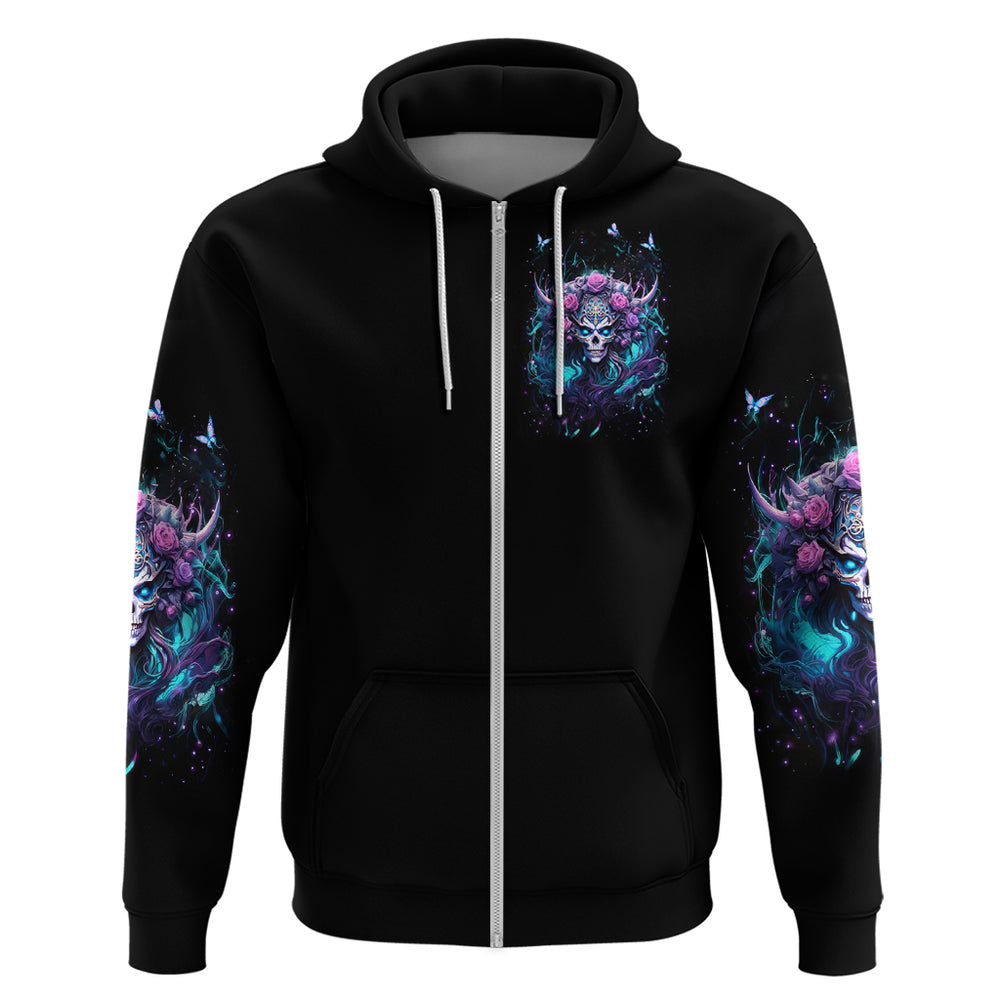 Rose Skull Hoodie I'm Never Alone My Demons Are With Me 24 7 DT01 Rose Skull Hoodie I'm Never Alone My Demons Are With Me 24 7 DT01