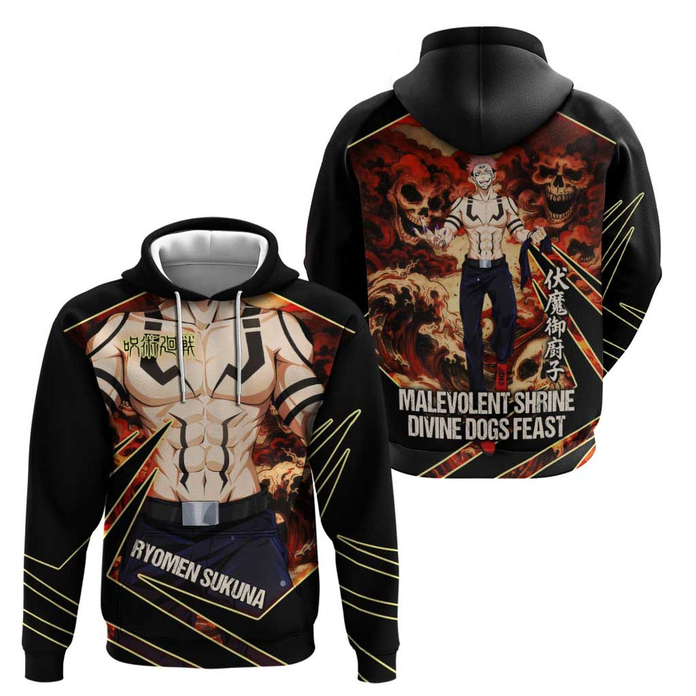 Ryomen Sukuna Malevolent Shrine Hoodie Infernal Cursed Domain Art Style Ryomen Sukuna Malevolent Shrine Hoodie Infernal Cursed Domain Art Style