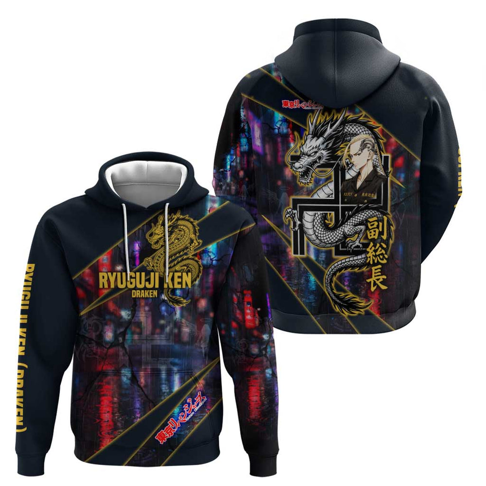 Ryuguji Ken Draken Hoodie Neon Dragon Yakuza Art Style Ryuguji Ken Draken Hoodie Neon Dragon Yakuza Art Style