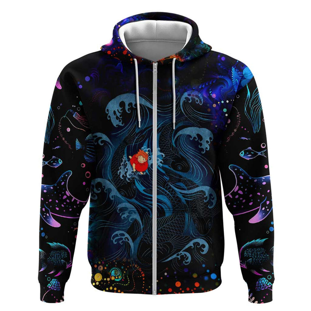Sea Creatures Ponyo Studio Ghibli Hoodie Trippy Style Sea Creatures Ponyo Studio Ghibli Hoodie Trippy Style