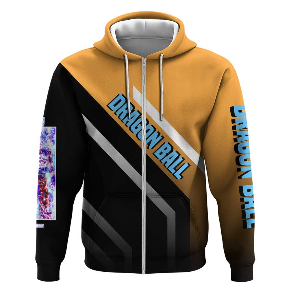 Son Goku Dragon Ball Hoodie with Orange Gi and Power-Up Pose Design Son Goku Dragon Ball Hoodie with Orange Gi and Power-Up Pose Design