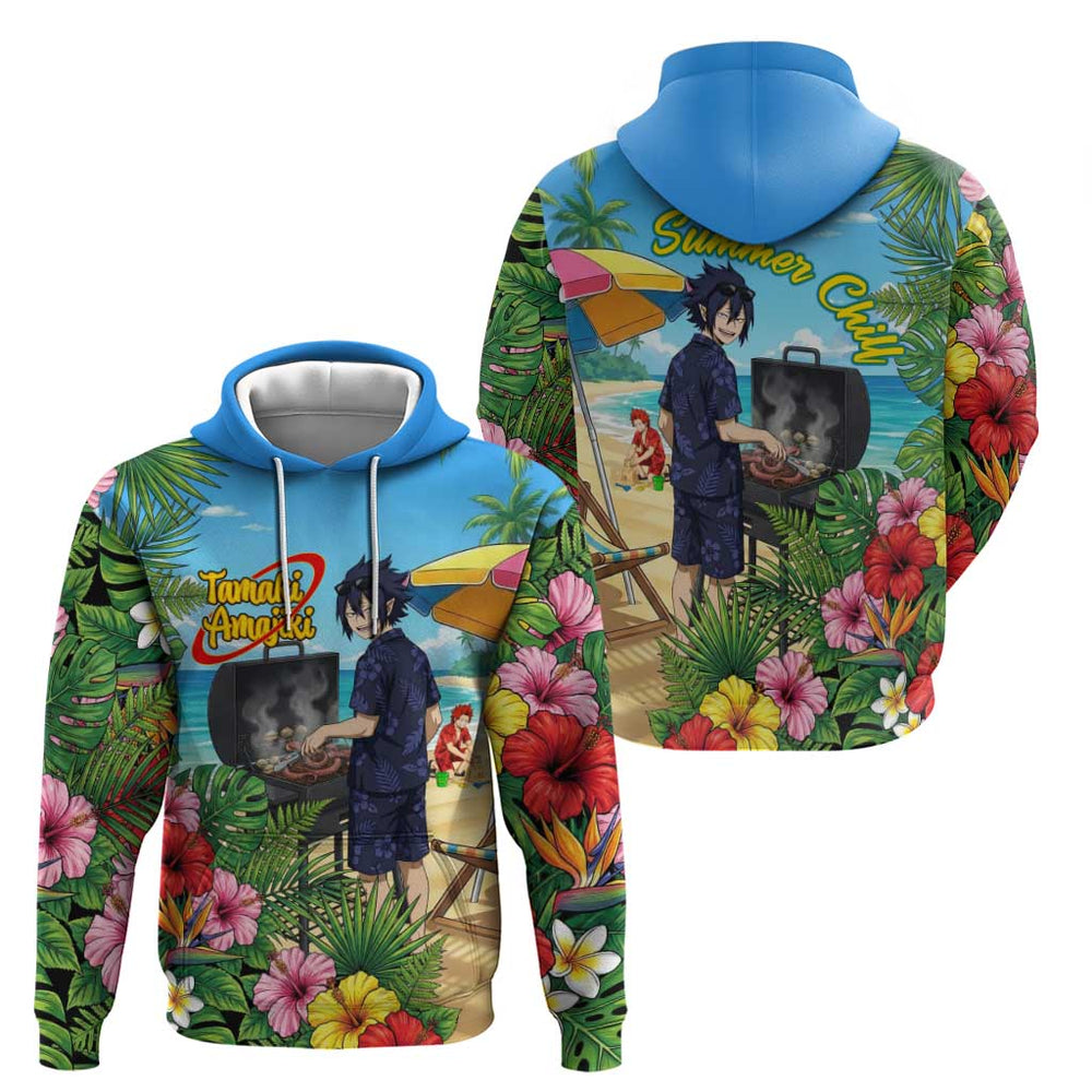 Tamaki Amajiki Summer Chill Hoodie Tropical Anime Beach Scene Tamaki Amajiki Summer Chill Hoodie Tropical Anime Beach Scene