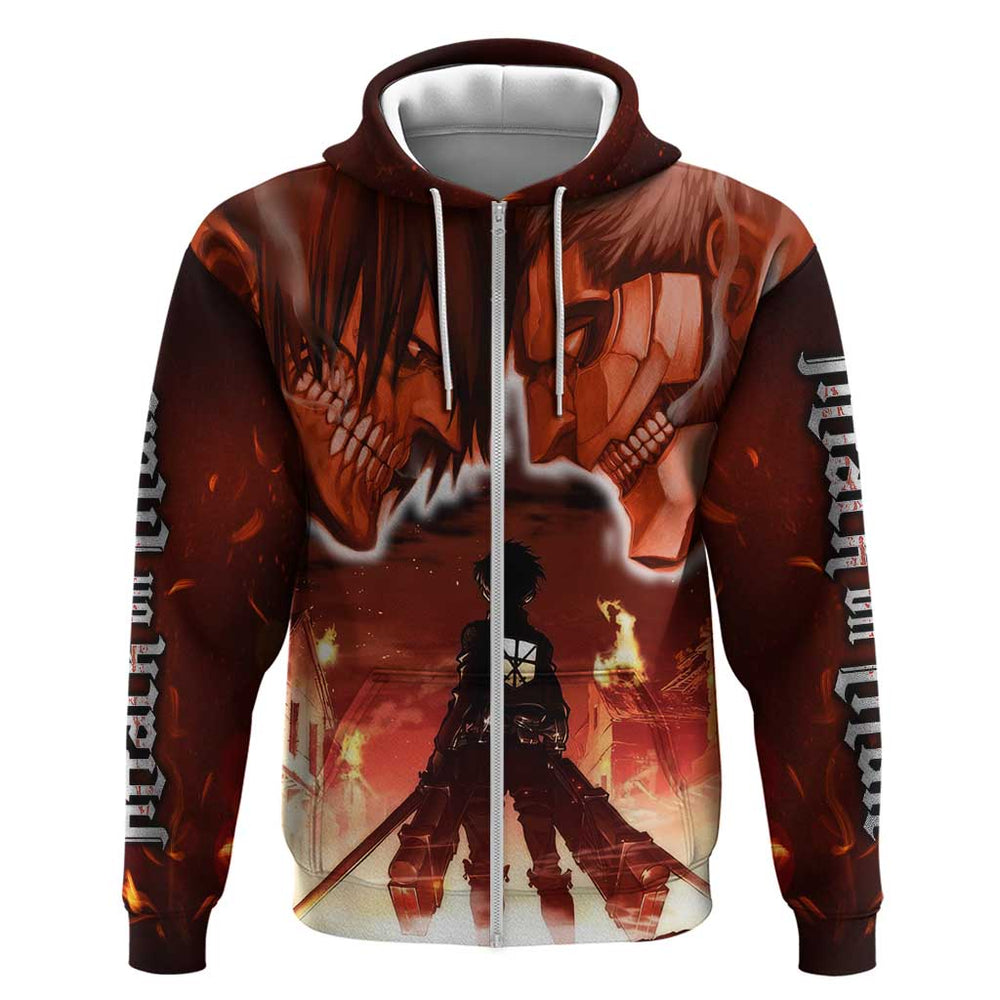 Burning Attack on Titan Hoodie Anime Mix Trippy Style Burning Attack on Titan Hoodie Anime Mix Trippy Style