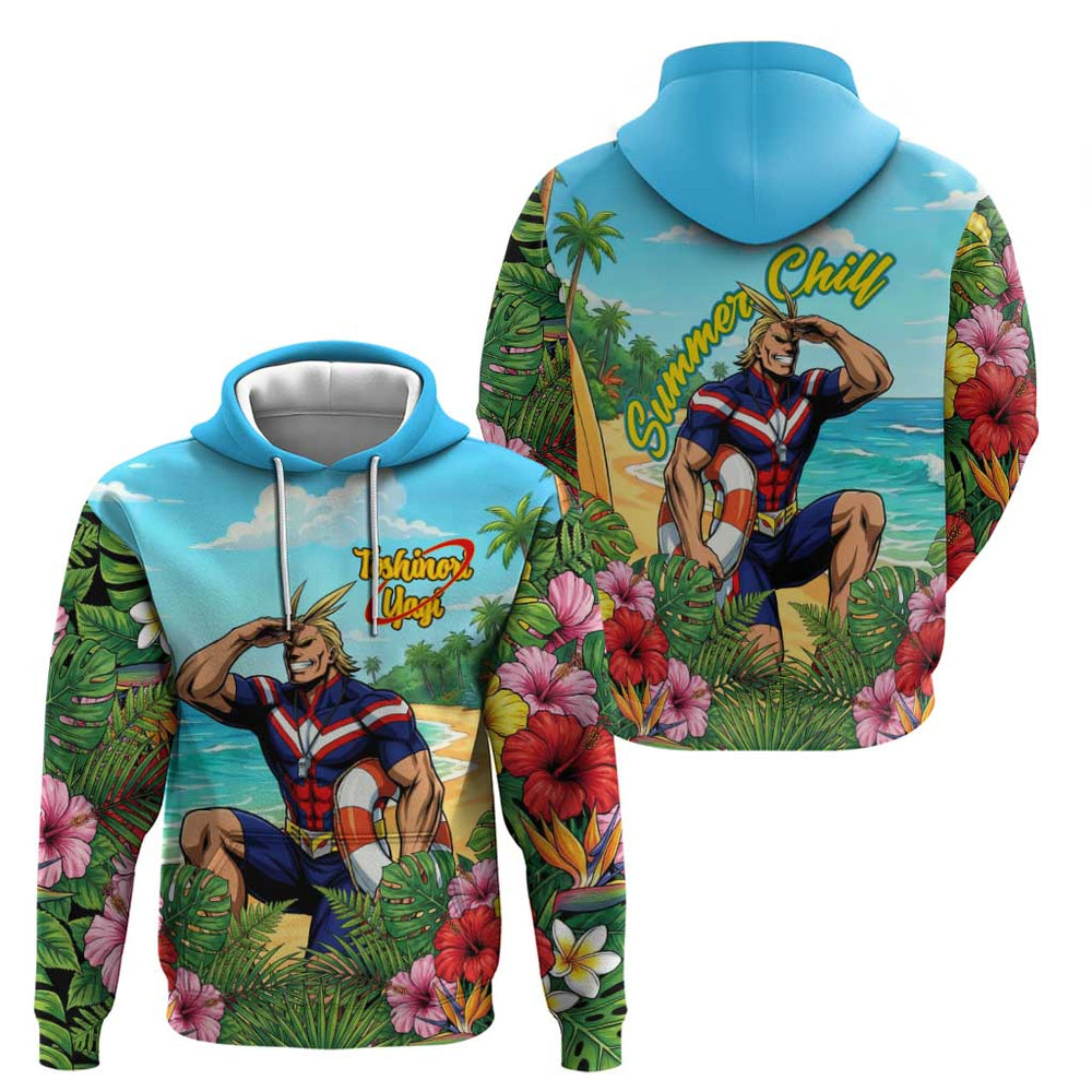 Toshinori Yagi Summer Chill Hoodie Heroic Tropical Anime Art Toshinori Yagi Summer Chill Hoodie Heroic Tropical Anime Art