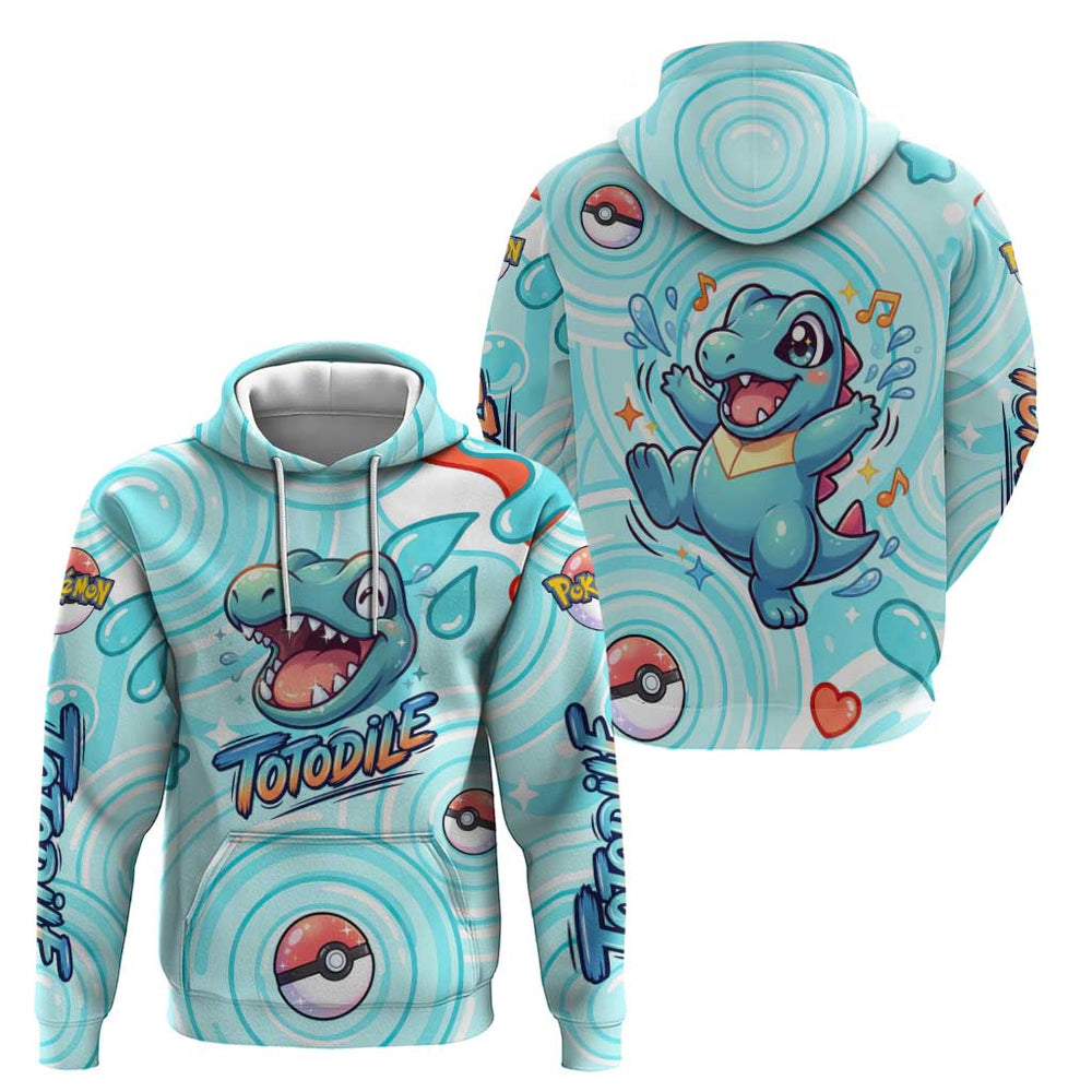 Totodile Hoodie Vibrant Kawaii Splash Pop Art Totodile Hoodie Vibrant Kawaii Splash Pop Art