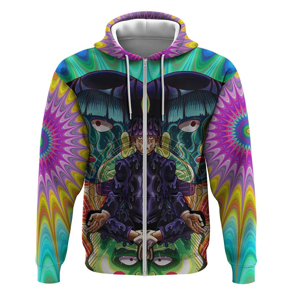 Trippy Meditating Shigeo Kageyama Mob Psycho 100 Hoodie Trippy Mix Anime Style Trippy Meditating Shigeo Kageyama Mob Psycho 100 Hoodie Trippy Mix Anime Style